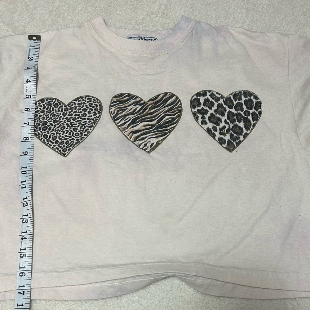 VINTAGE Deadstock Black & White/Cream Animal Print Heart Crop Top